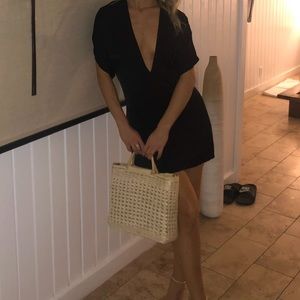 Reformation black silk mini dress